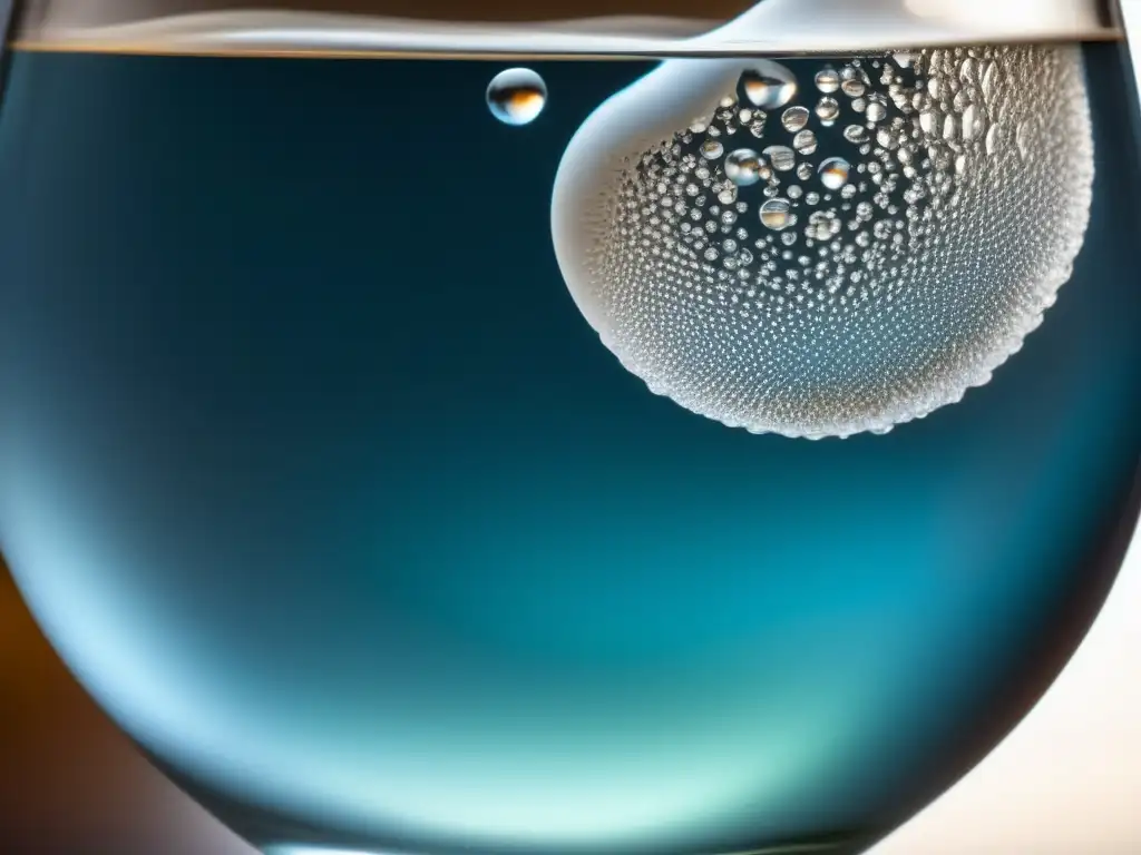 Agua cristalina y elementos de cerveza Vaso de agua cristalina con ondulaciones y reflejos hipnotizantes