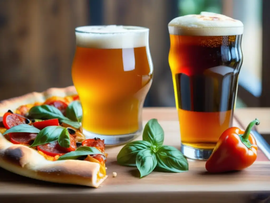 Deliciosa ale dorada y pizza Ale Dorada y Pizza: una combinación irresistible y tentadora