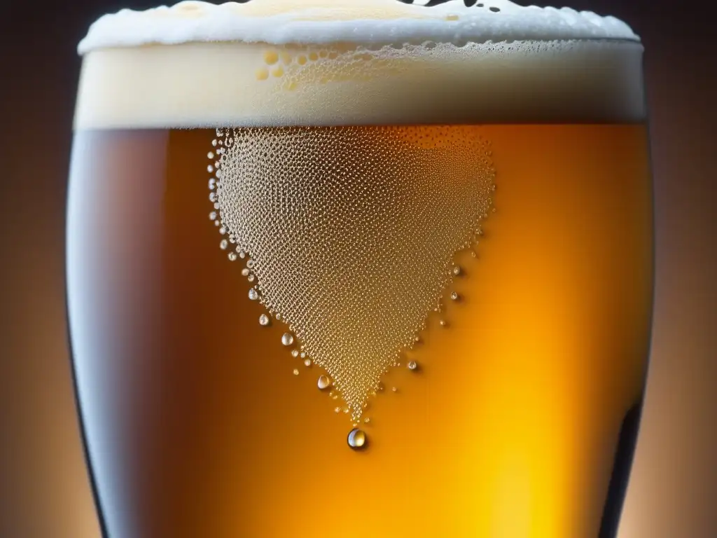 Cerveza artesanal con espuma cremosa y color ámbar Cerveza artesanal con color ámbar y espuma cremosa