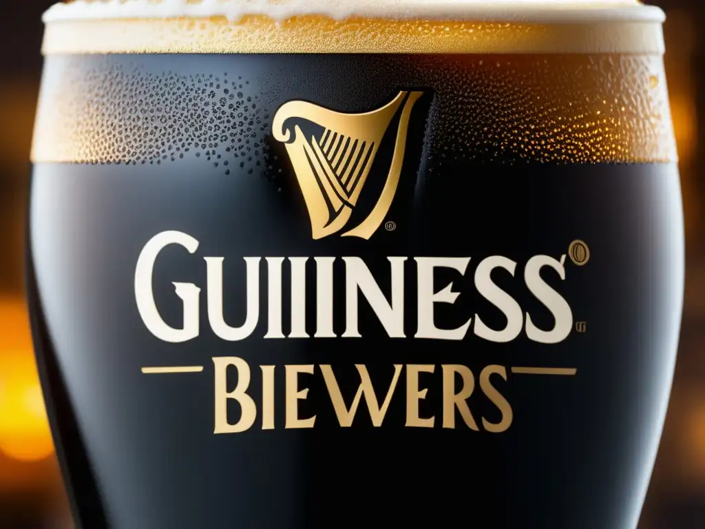 Colaboración artesanal: cerveza Guinness llena de sabor Campañas de marketing: Imagen detallada de la colaboración de Guinness con cervecerías artesanales, resaltando una copa llena de cerveza Guinness