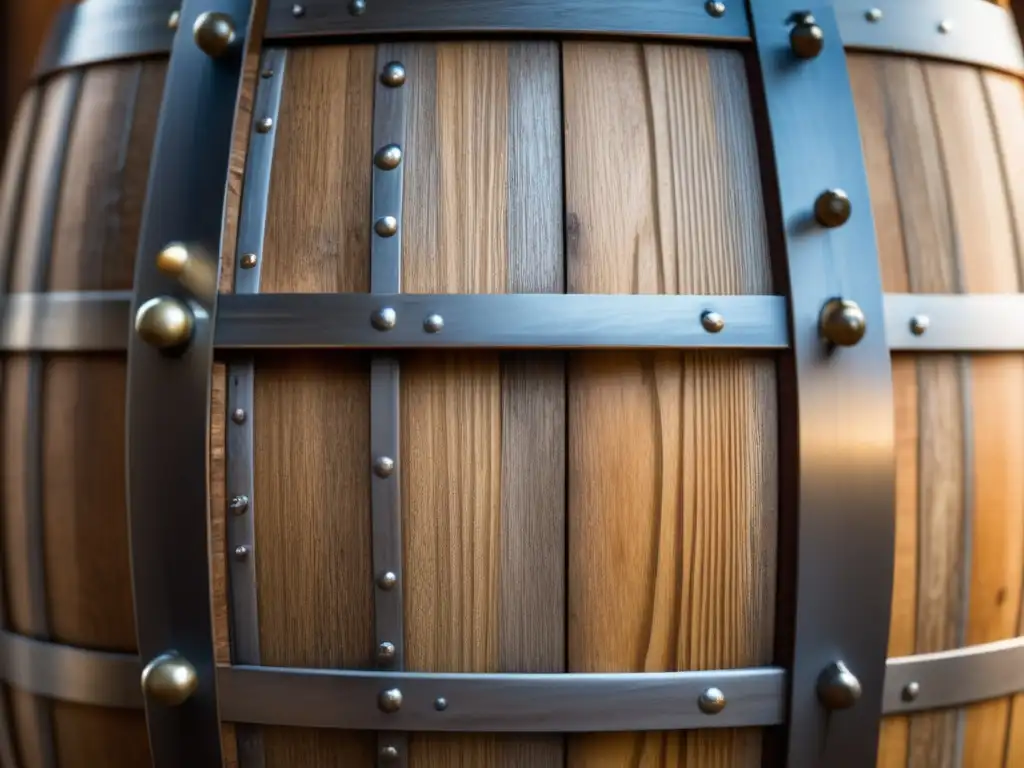 Barril de madera para envejecimiento de cerveza Barril de madera para envejecimiento de cerveza, con textura y tono ricos