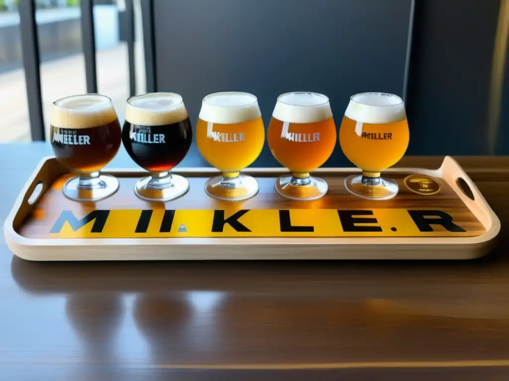 Cerveza artesanal en Mikkeller Bangkok: Bares en Bangkok, vuelo de cervezas con detalles ultradetallados, variedad de colores y elegante acabado mate