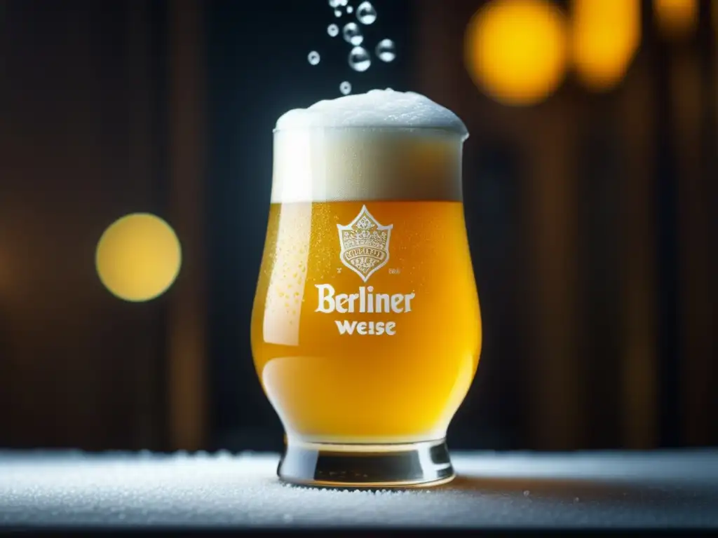 Berliner Kindl Weisse, cerveza dorada y refrescante con burbujas efervescentes