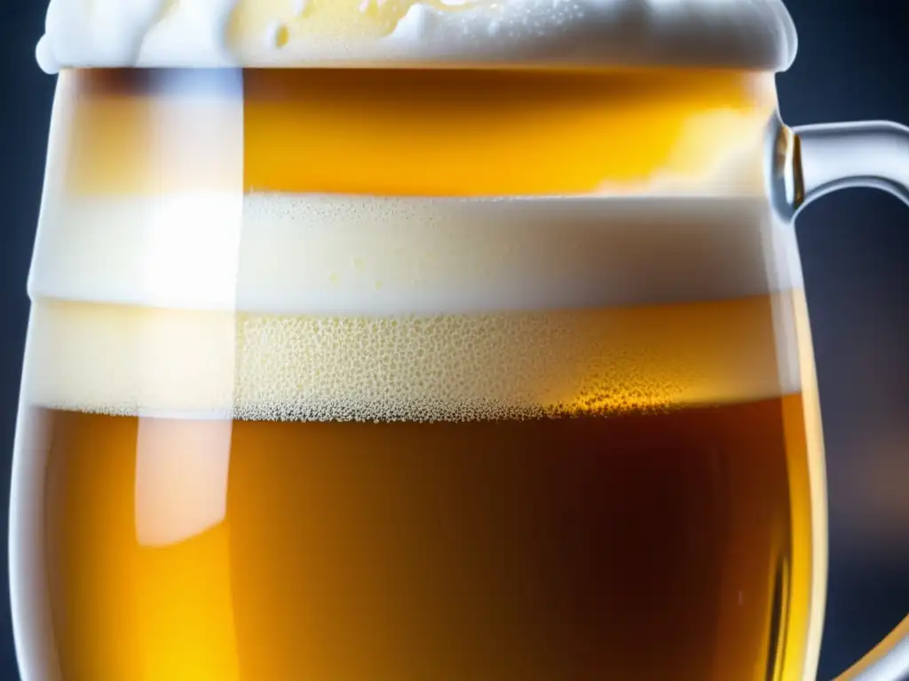 Cerveza bávara dorada en jarra tradicional Detalle de una cerveza bávara en una tradicional jarra de cerveza alemana - Ruta por Alemania