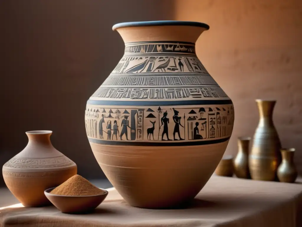 Vaso de fermentación de barro egipcio Birka de fermentación de arcilla en Egipto, muestra la tradición ancestral de la cerveza