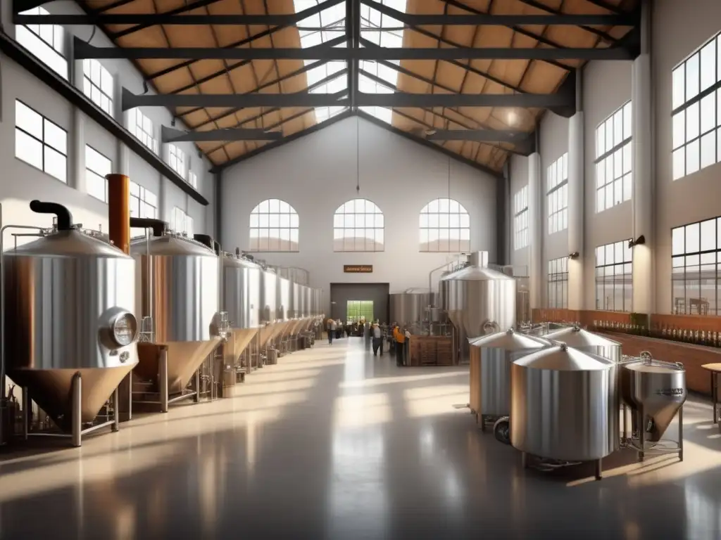 Asociación cervecera argentina, cervecería industrial con energía y pasión, maquinaria y trabajadores en acción