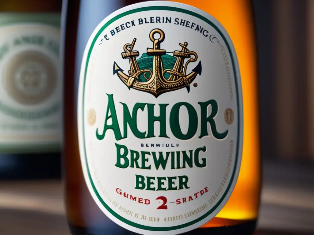 Botella de cerveza Anchor Brewing Botella Anchor Brewing: diseño de etiqueta detallado, forma única