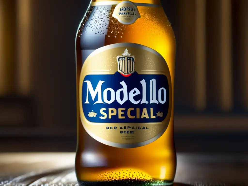 Botella de cerveza Modelo Especial: elegante y refrescante Botella de cerveza Modelo Especial, elegante y refrescante
