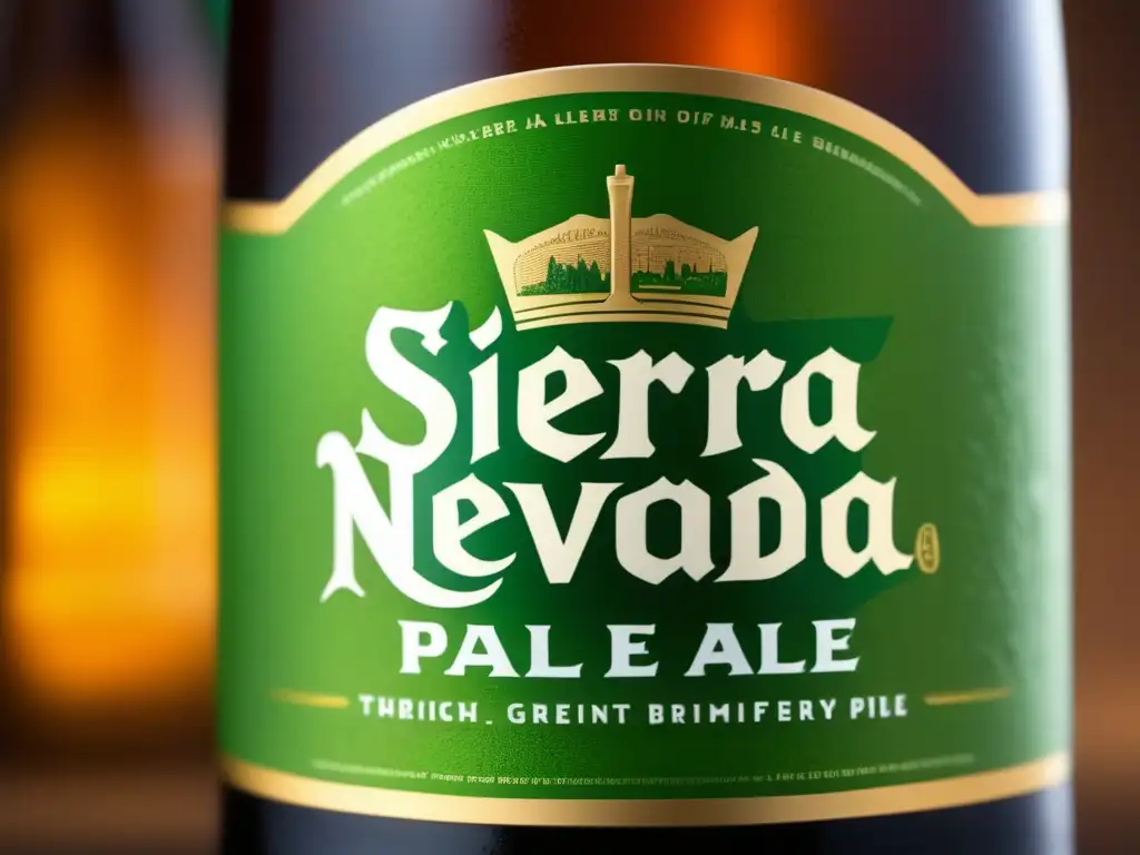 Botella enfriada de Sierra Nevada Pale Ale Botella de Sierra Nevada Pale Ale con su icónica etiqueta verde y logotipo de la cervecería