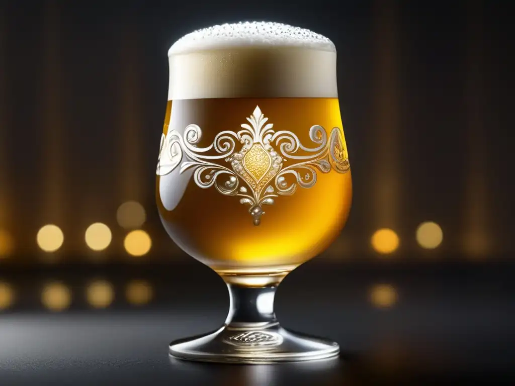 Copa de Braggot dorado en fondo oscuro Imagen detallada de un vaso de Braggot dorado con burbujas en un fondo oscuro