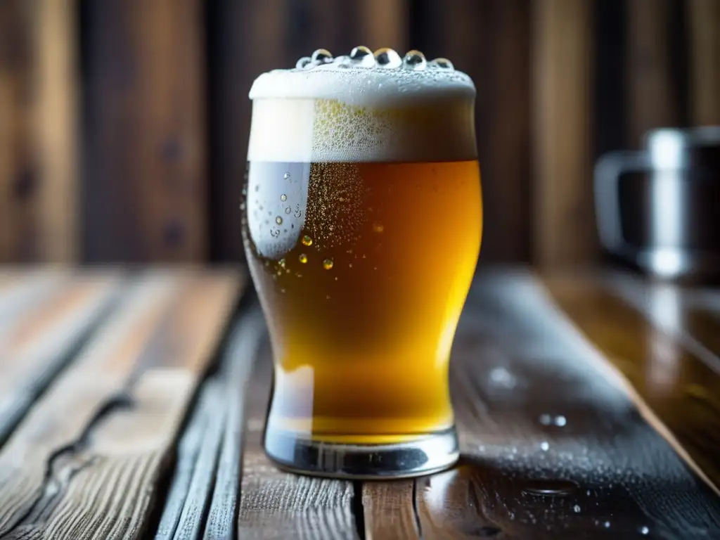 Cerveza artesanal en vaso de vidrio con espuma cremosa y burbujas: Bares en Auckland