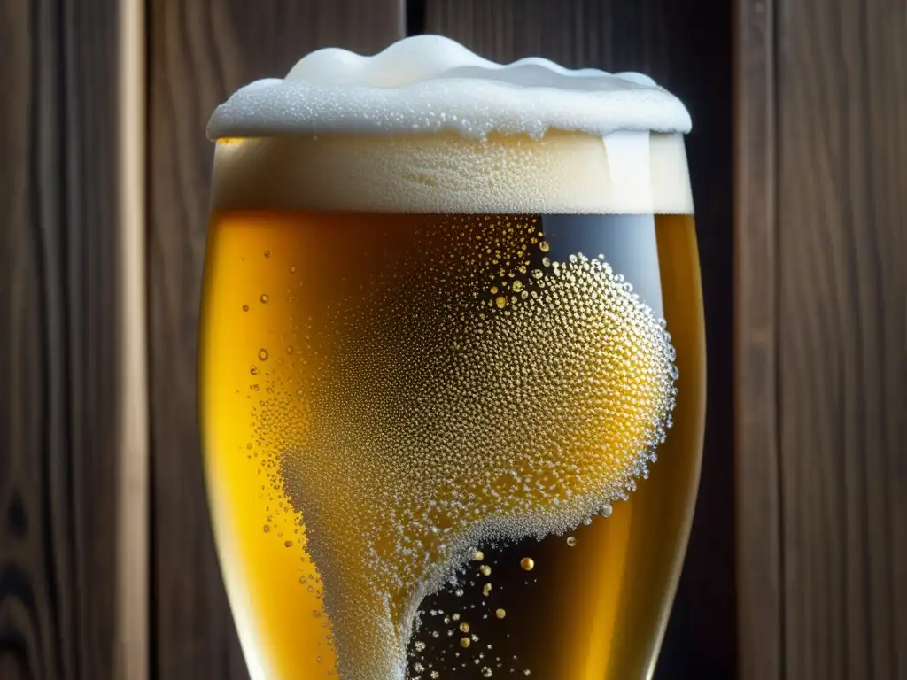 Cerveza dorada y efervescente en vaso de cristal Cerveza dorada y efervescente en vaso de cristal, método de carbonatación