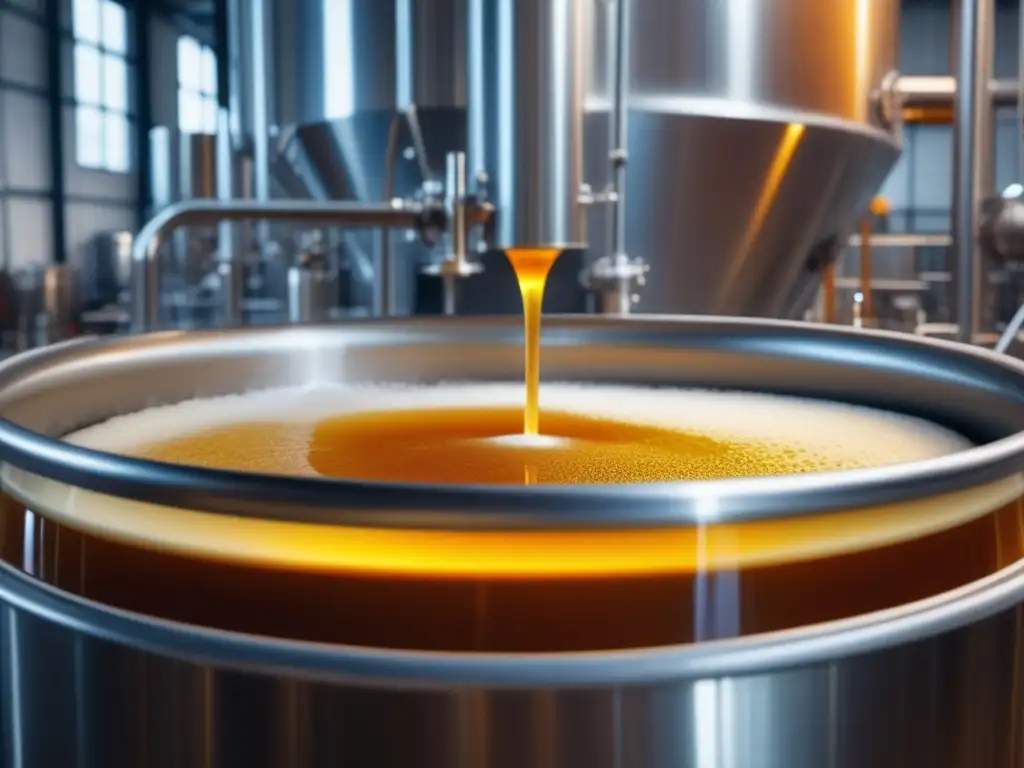 Proceso detallado de cerveza artesanal en tanque de acero inoxidable - Inversiones Cerveceras