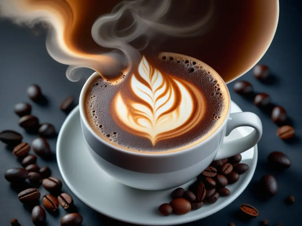 Café y cacao: una combinación irresistible Taza de café y cacao, con granos y nibs, detalles elegantes y aroma irresistible - Kits Experimentales