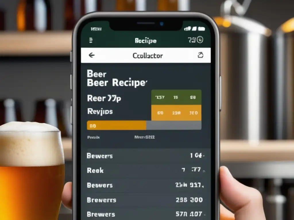 Calculadora de recetas de cerveza móvil App para cerveceros: Calculadora de recetas de cerveza con diseño profesional y detallado