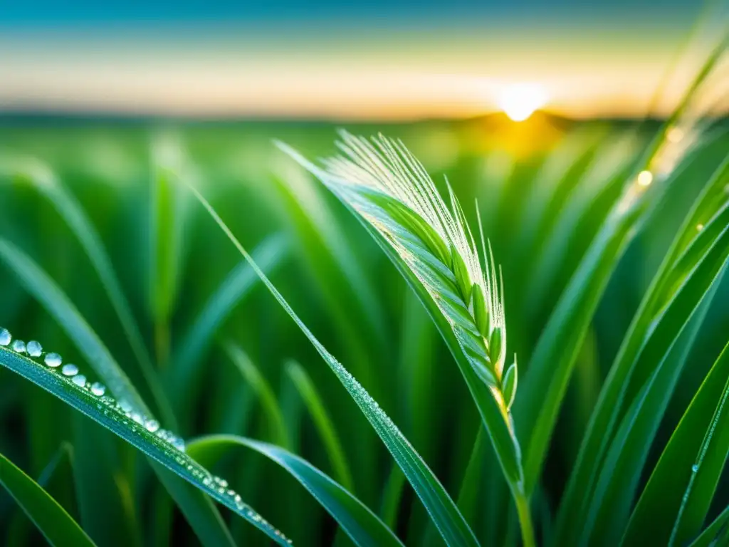 Campo de cebada cubierto de escarcha Cervecerías Ecológicas: Campo de cebada cubierto de escarcha bajo la suave luz matutina