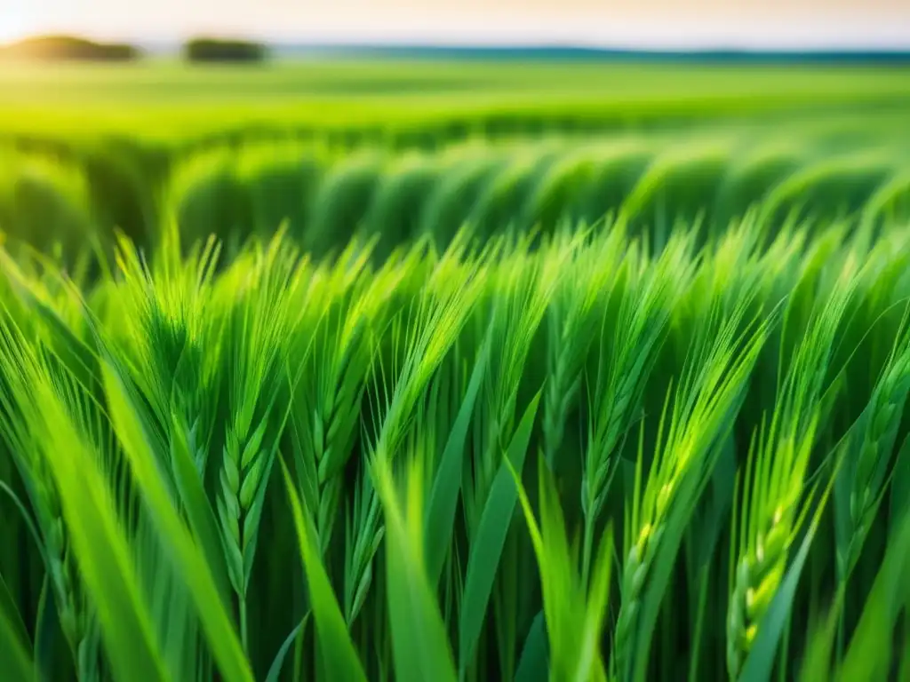 Campo de cebada verde vibrante, símbolo de salud y vitalidad