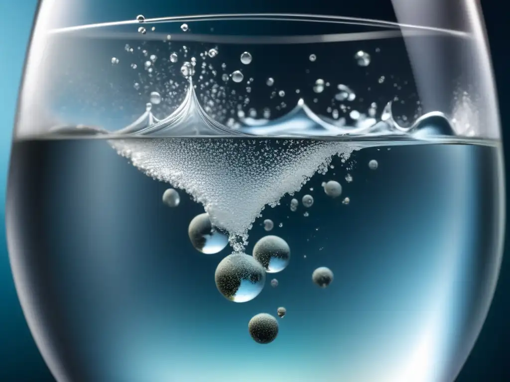Burbujas efervescentes en agua espumosa Carbonatación: Método y arte en la efervescencia
