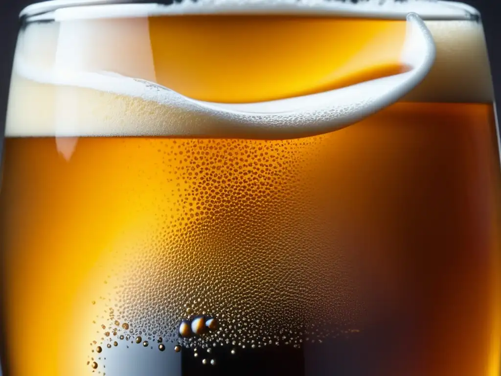 Carbonatación controlada en cerveza Equipo de carbonatación: burbujas de cerveza en vidrio mostrando precisión y consistencia