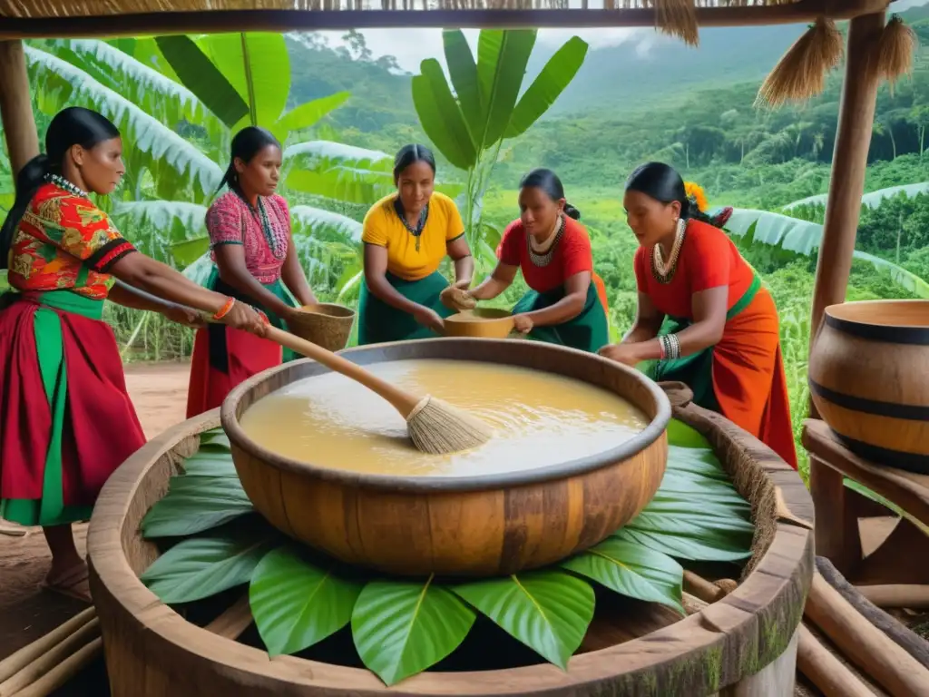 Proceso tradicional de preparación de cauim indígena Proceso de preparación de cauim indígena en Brasil Precolonial
