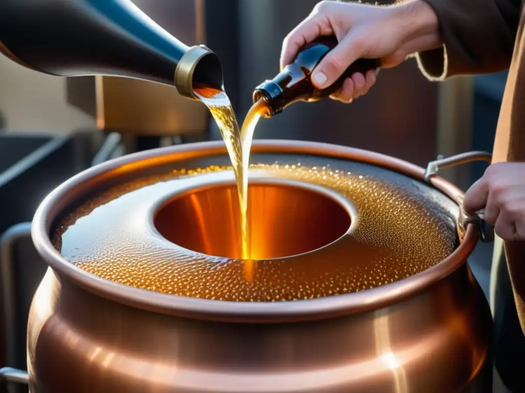 Proceso detallado de cervecería: maestro cervecero vierte mezcla aromatizada en caldera - Asociación Cervecera Argentina