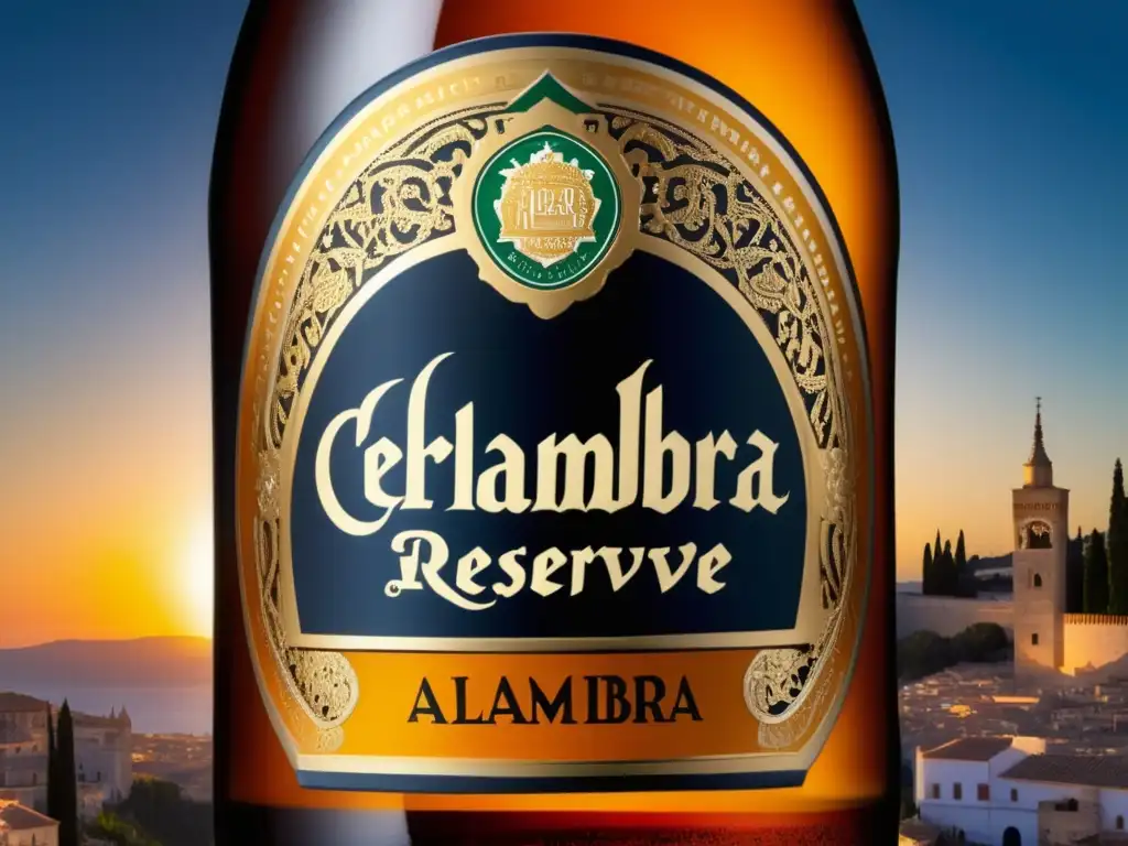 Cerveza Alhambra Reserva 1925 - Lager artesanal con diseño elegante y color ámbar