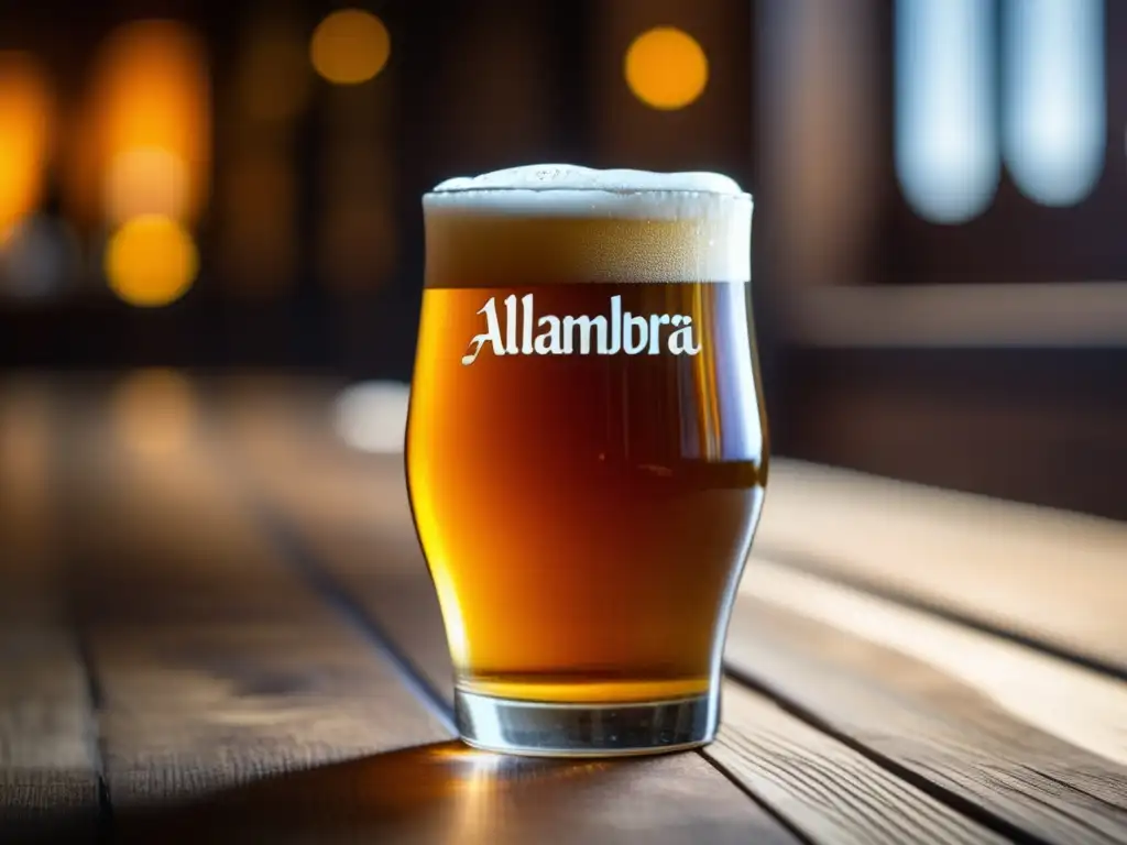Exquisita belleza de Alhambra Reserva 1925 Lager en una imagen ultradetallada de 8k con lente macro