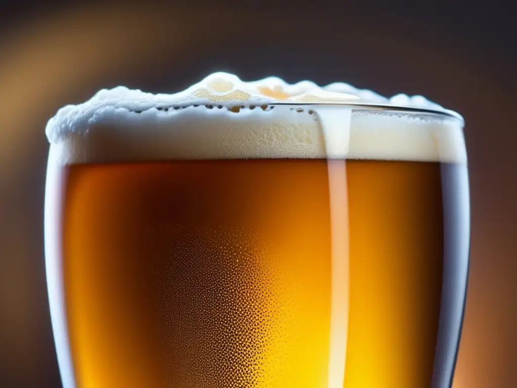 Cerveza ámbar con burbujas y espuma Cerveza ámbar con espuma cremosa y burbujas, impresiones y registro