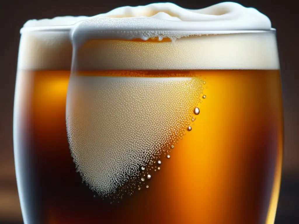 Cervezas Híbridas: Cerveza ámbar con espuma cremosa y carbonatación, realzada por un elegante acabado mate