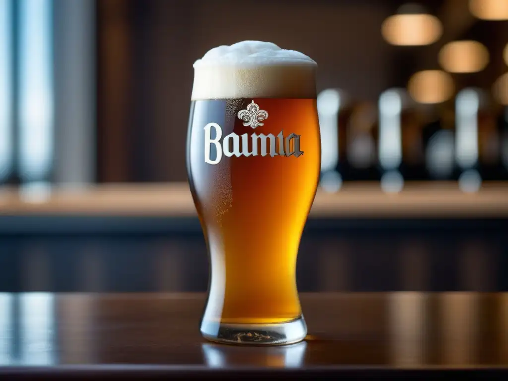 Cerveza artesanal en vaso adornado Bares en Nueva York: Cerveza artesanal en vaso decorado con burbujas y espuma, en Torst, la meca cervecera de Brooklyn