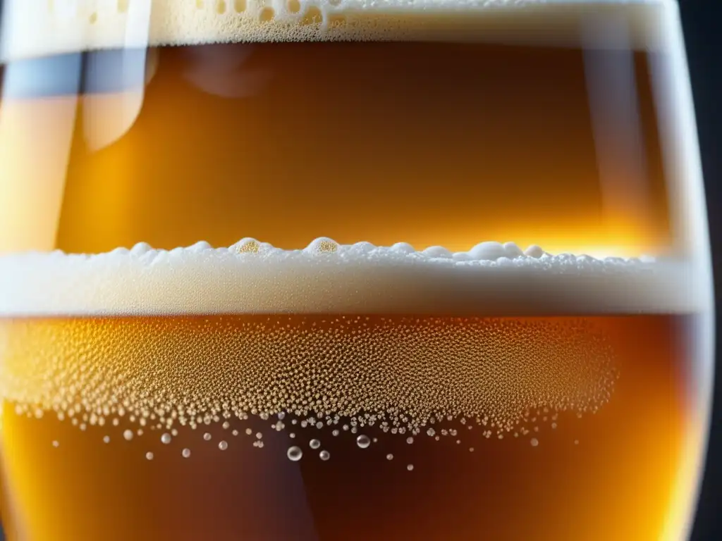 Cerveza artesanal: belleza y sofisticación Una cerveza ámbar con burbujas, luz y sombra