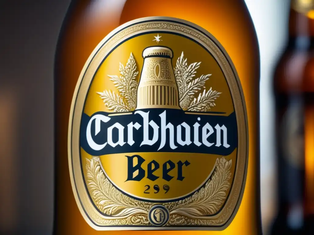 Cerveza dorada con burbujas Detalles carbonación cerveza, burbujas doradas, logo cervecería, elegancia - guía botellas