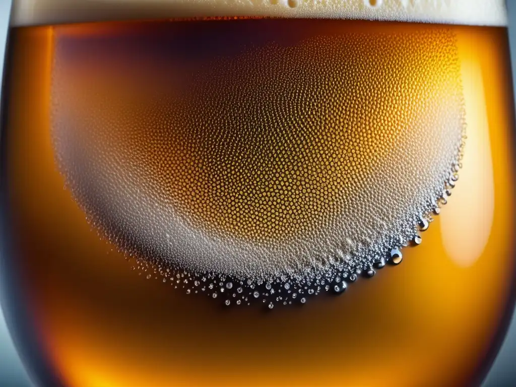 Cerveza artesanal en detalle Imagen de cerveza artesanal con burbujas y color ámbar