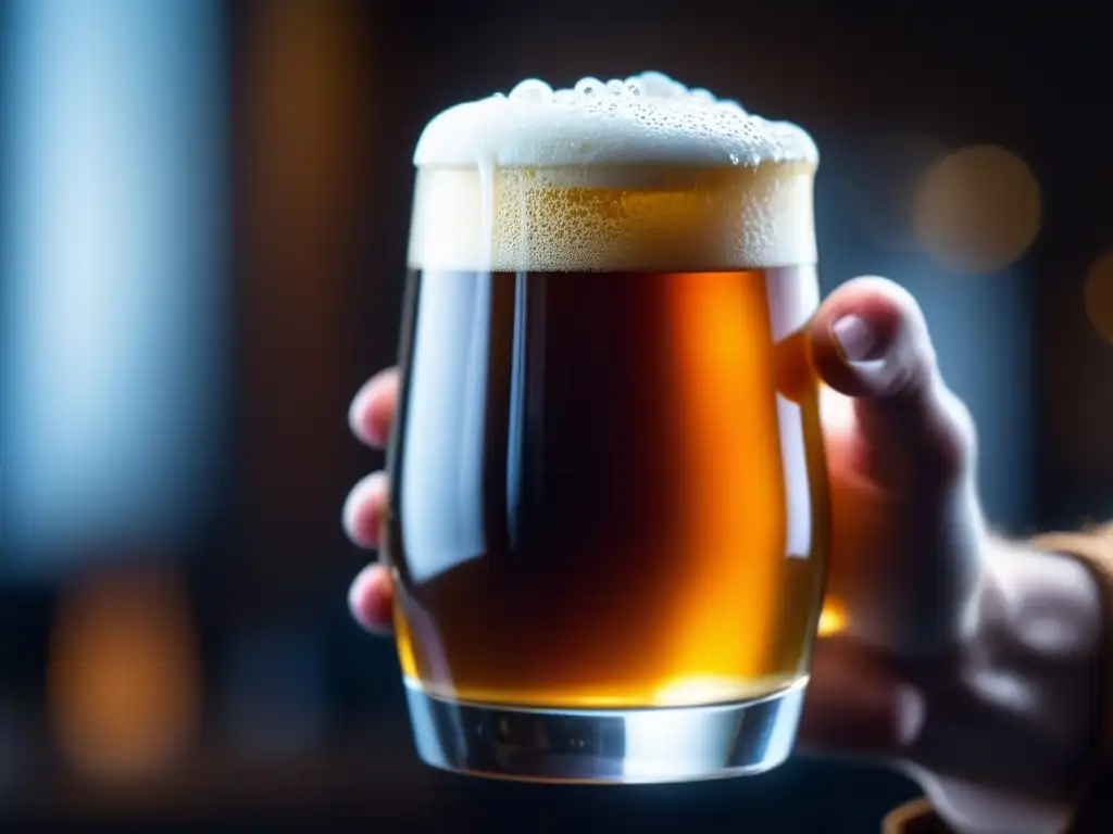 Cerveza artesanal con espuma blanca Cerveza artesanal con espuma blanca y color ámbar - Aumenta el crecimiento cervecero