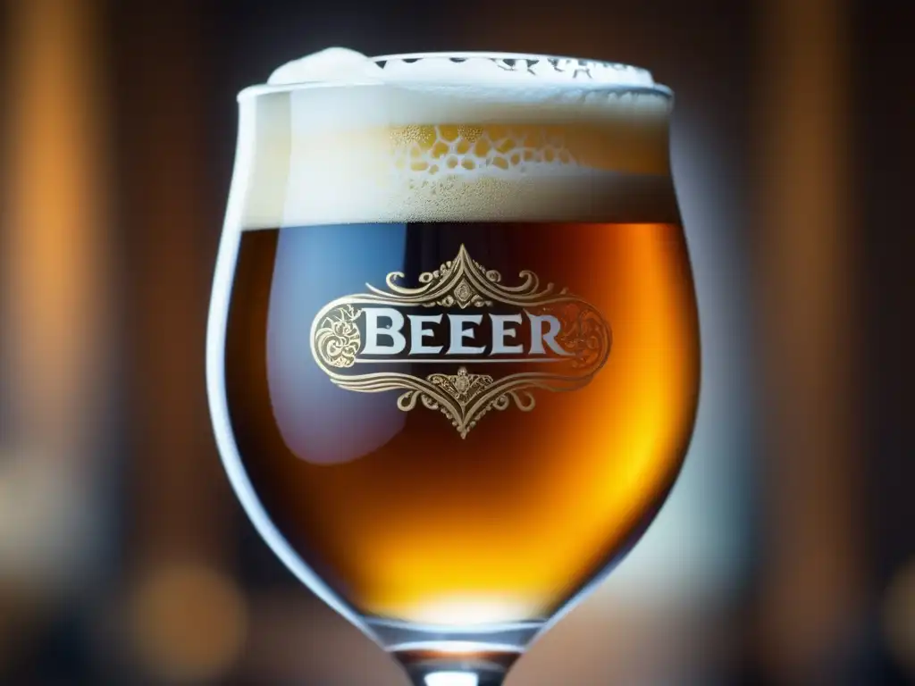 Cerveza artesanal en vaso elegante Cerveza artesanal en vaso grabado con burbujas y espuma cremosa - Bares en Londres