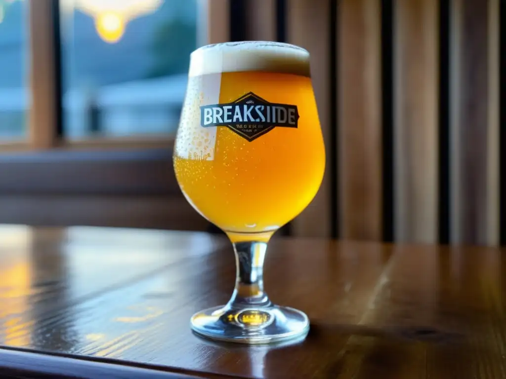 Cerveza de Maracuyá Breakside Brewery Imagen de alta resolución de una copa de Breakside Brewery's Passionfruit Sour Ale, con colores vibrantes y efervescencia