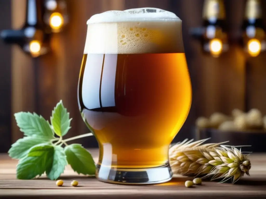 Cerveza artesanal: detalle y texturas Hand holding a craft beer glass with golden color, bubbles rising