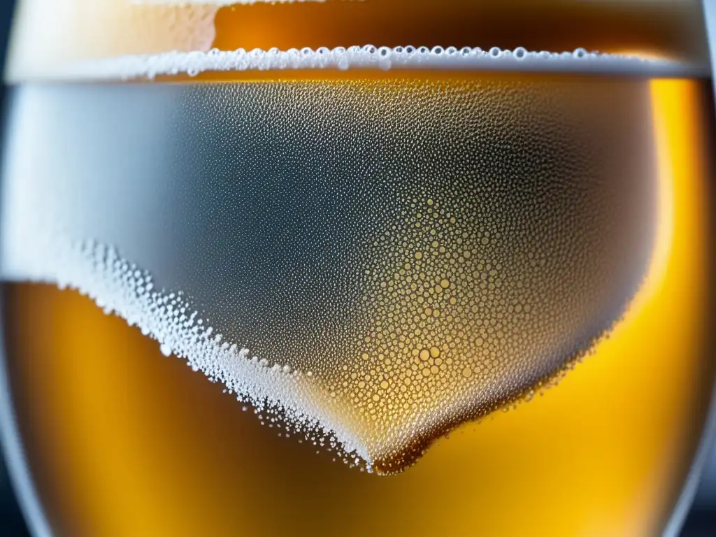 Cerveza artesanal dorada con burbujas Cerveza artesanal dorada en vaso helado, con burbujas y condensación - Nueva Zelanda