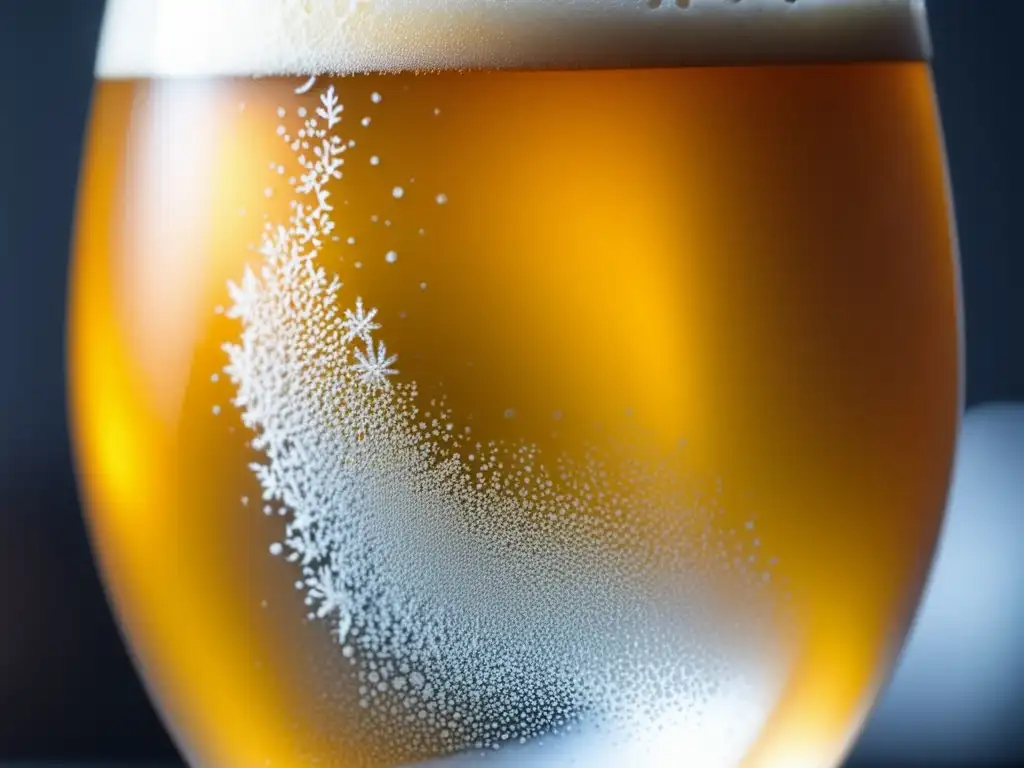 Cerveza Double IPA dorada con burbujas y espuma blanca