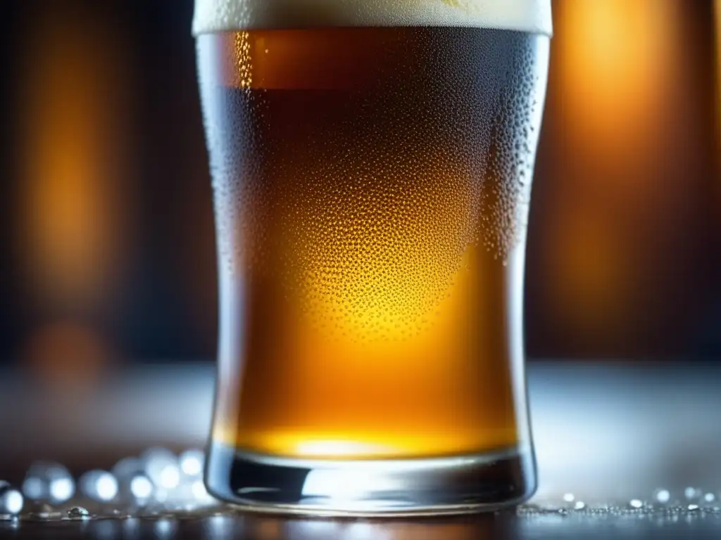 Cerveza artesanal dorada en vaso limpio y sin imperfecciones