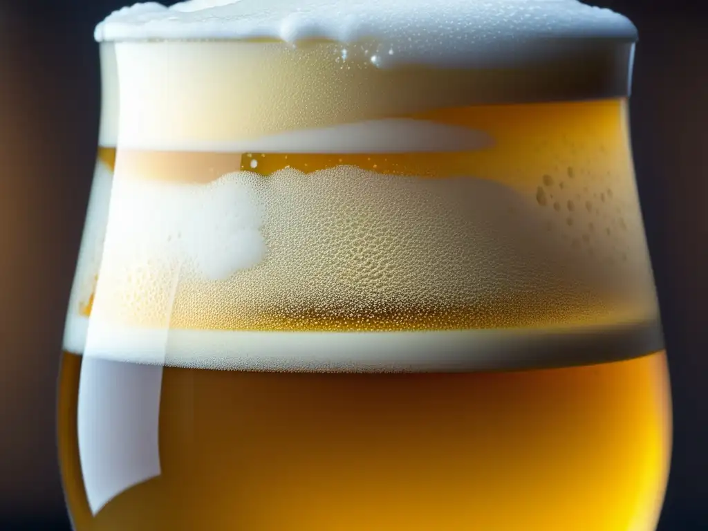 Una cerveza artesanal dorada con espuma cremosa en un vaso de pint