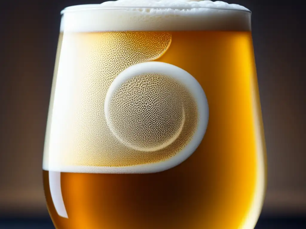 Cerveza artesanal dorada en vaso elegante Cerveza artesanal dorada con burbujas y espuma, en un vaso elegante sostenido por una mano con pulsera