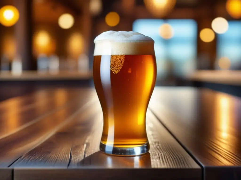 Cerveza artesanal dorada en vaso de vidrio Cerveza artesanal dorada en copa de vidrio en un pub de Londres
