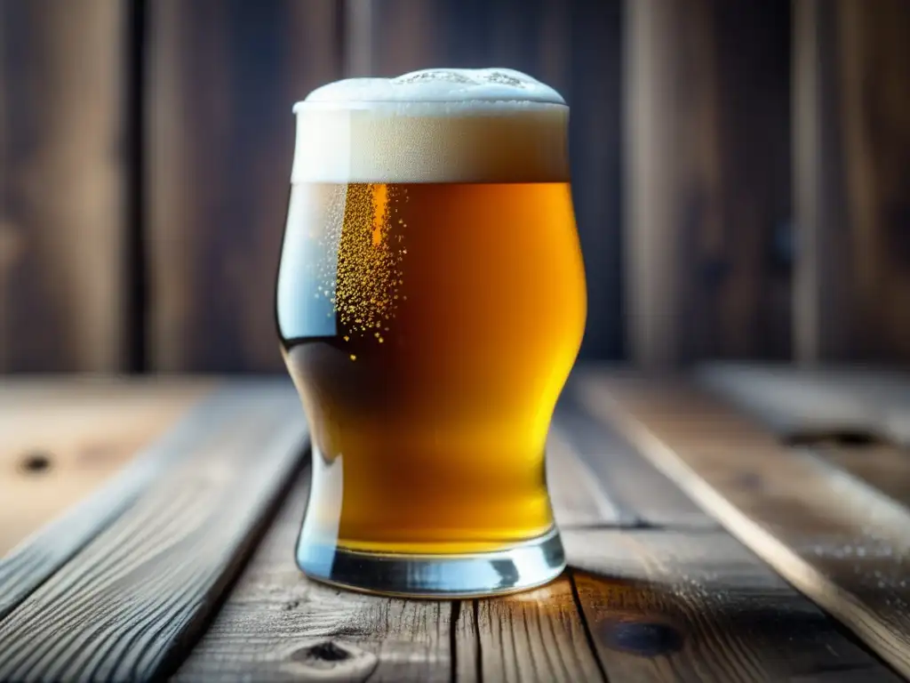 Cerveza artesanal dorada y burbujeante Cerveza artesanal dorada con burbujas y técnicas avanzadas