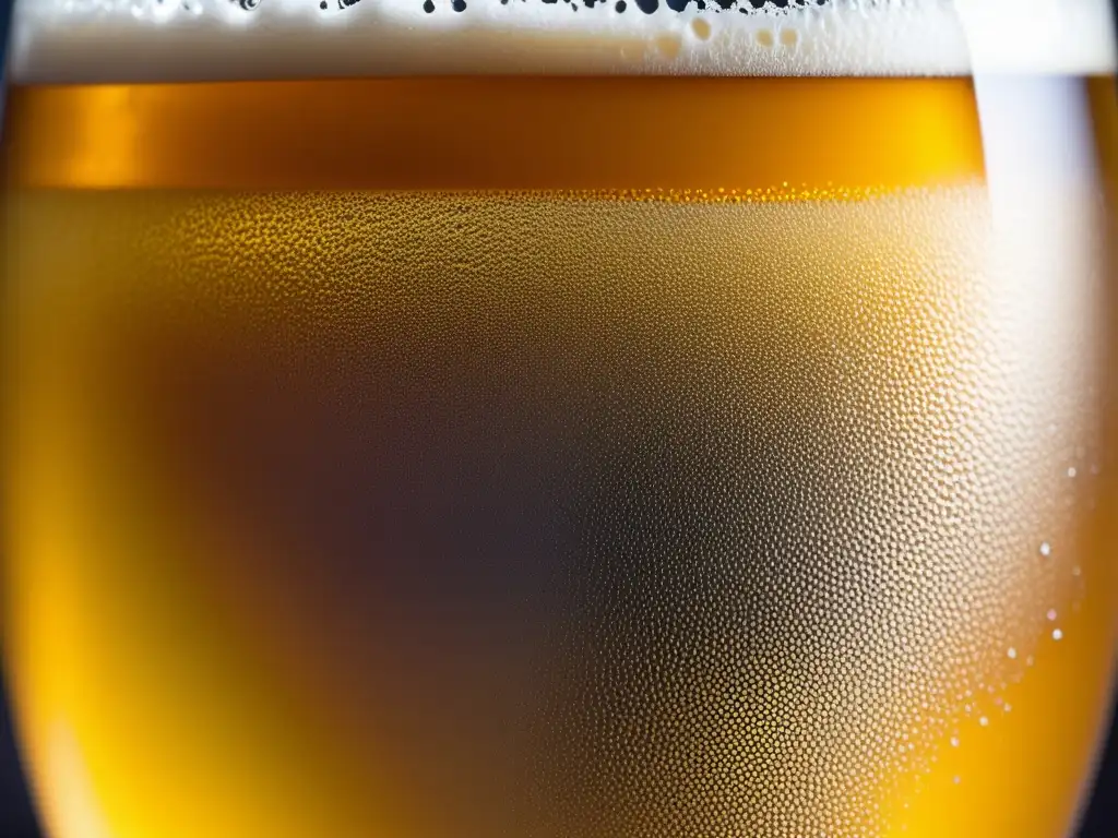Cerveza artesanal dorada y espumosa Bebida artesanal dorada con burbujas y condensación en vaso - Bares en Varsovia