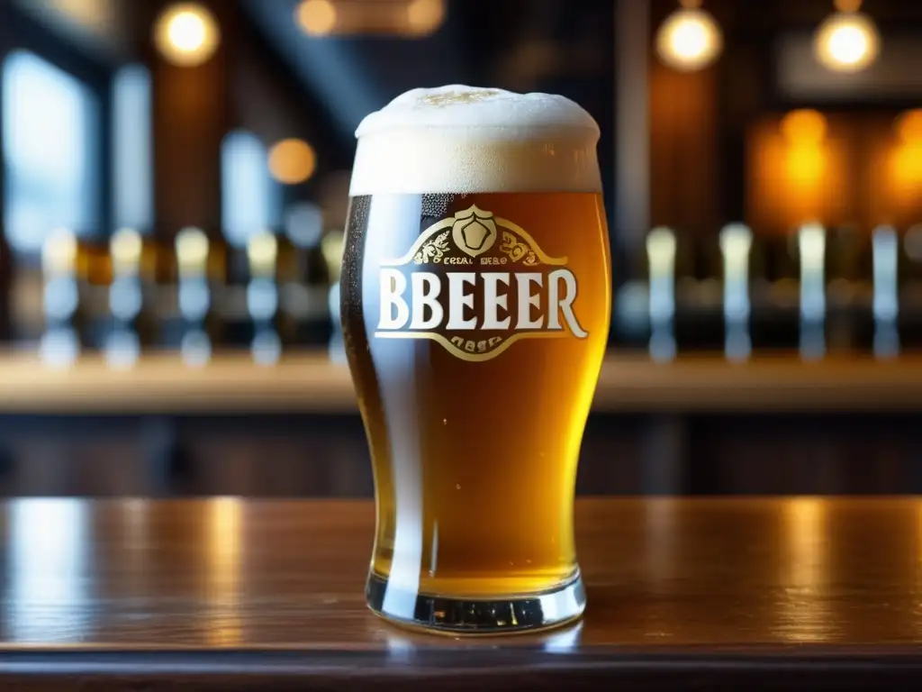Cerveza artesanal dorada en vaso de vidrio con burbujas - Descargas Útiles
