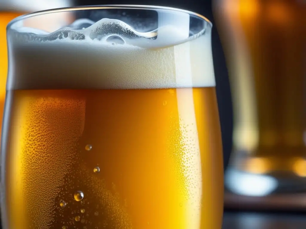 Ruta por Australia: Cerveza artesanal dorada en vaso helado, con burbujas y condensación