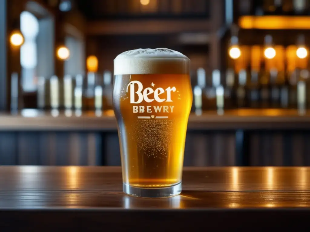 Cerveza dorada en vaso artesanal con grabados, ambiente cálido - Viajes a Suecia