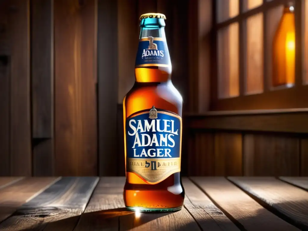 Cerveza Samuel Adams y quesos artesanales Cerveza Samuel Adams Boston Lager en vaso de vidrio con quesos artesanales -