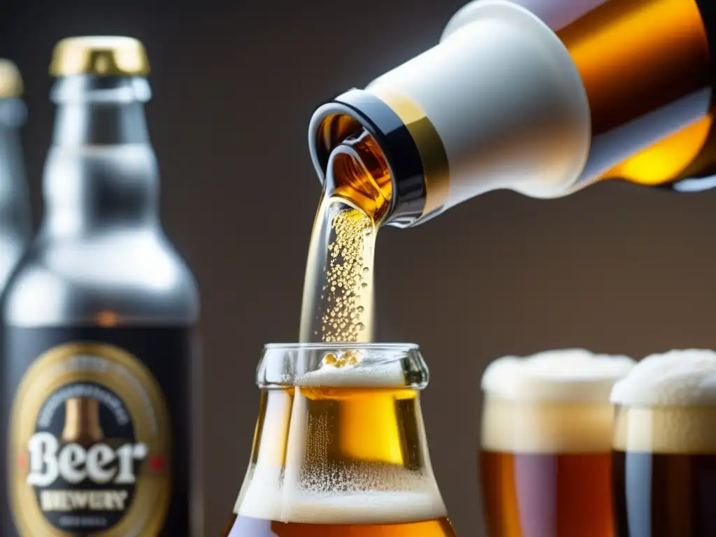 Cerveza artesanal: llenado y carbonatación Cerveza artesanal: guía botellas llenas de líquido dorado en detalle